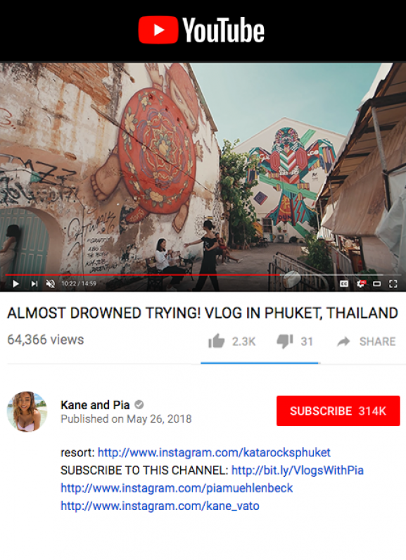 Kane and Pia - Almost drowned trying vlog in Phuket, Thailand | May 2018