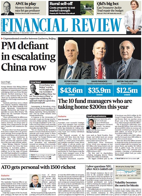 Kata Rocks - The Australian Financial Review - 11 December 2017