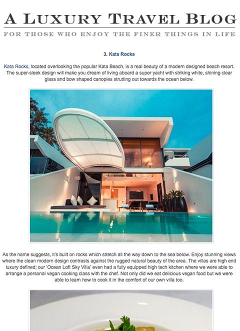 Kata Rocks - 10 of the best hotels for vegan luxury in Thailand