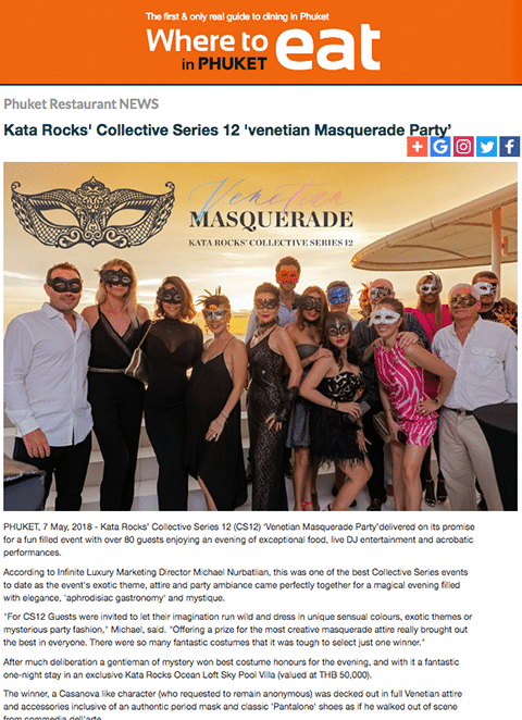 Where to eat in Phuket - Kata Rocks' Collective Series 12 'venetian Masquerade Party’