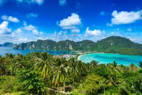 Panorama of tropical island. Phi-Phi island, Thailand